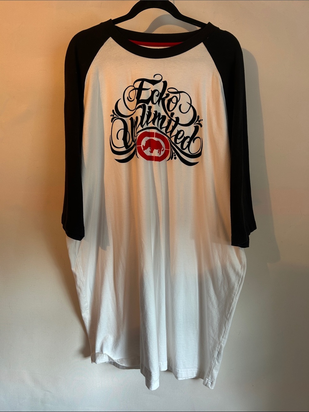 Ecko Unlimited 3X White & Black Raglan Logo Tee